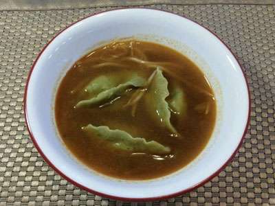 Green algae dumpling soup made with WPRO30+ protein-plus-omega-3 powder